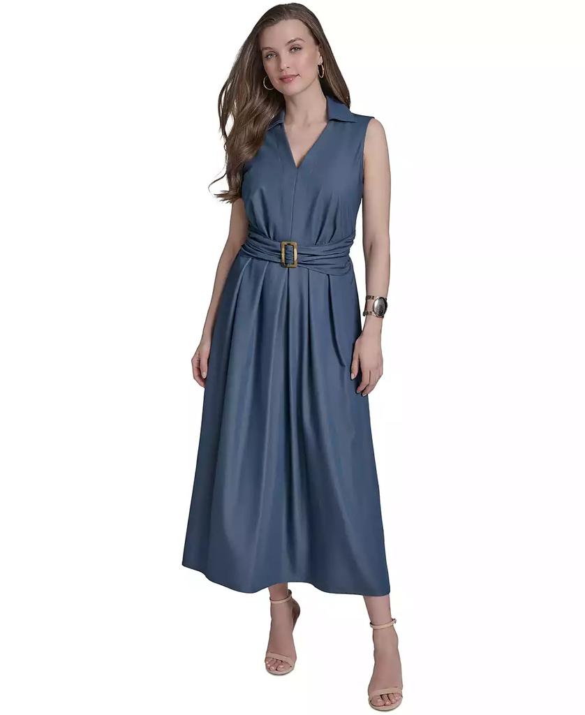 HALSTON Women's Belted Maxi Dress