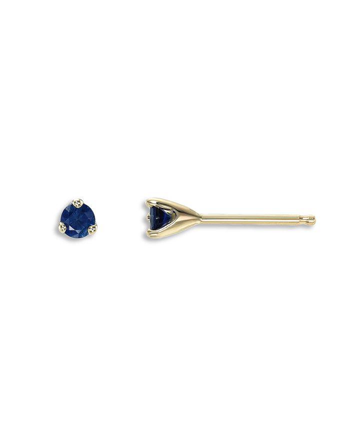 Zoe Lev 14K Yellow Gold Blue Sapphire Three Prong Stud Earrings