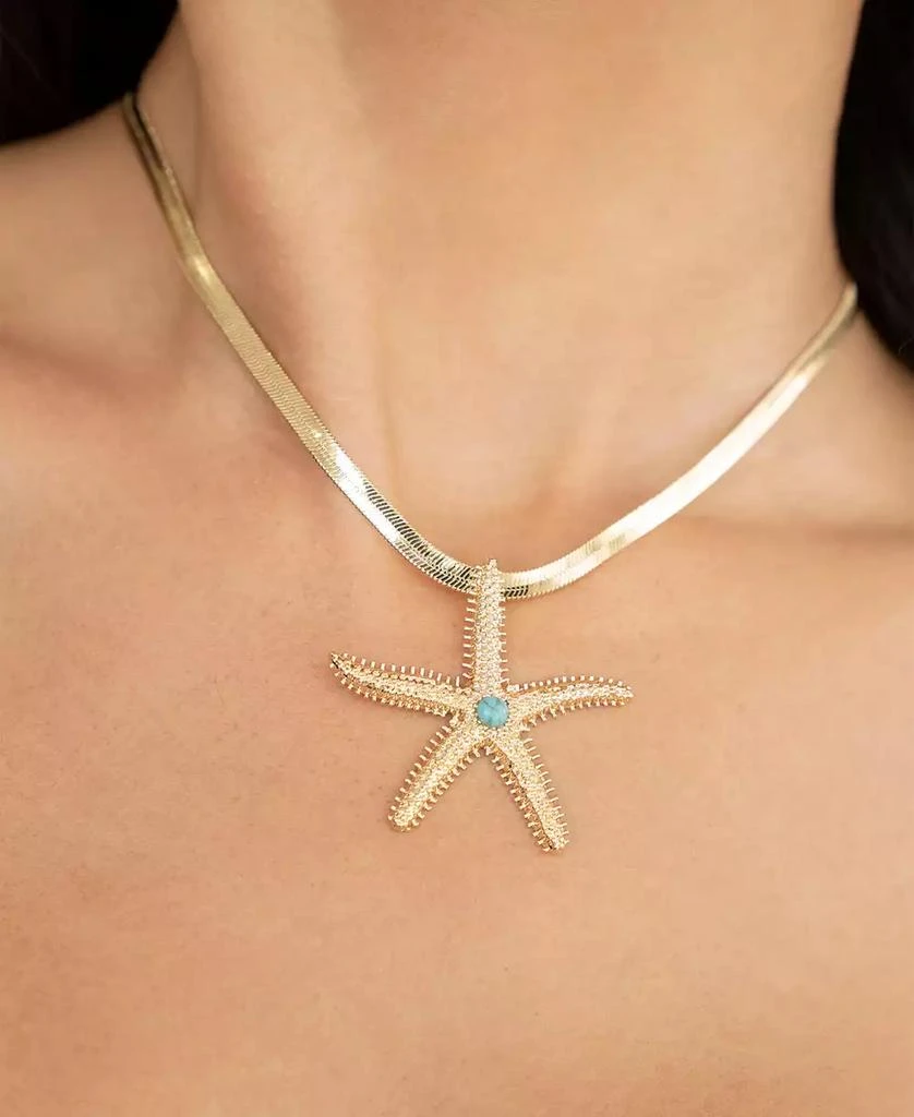 Ettika Jewelry Turquoise Starfish Pendant Herringbone Chain Necklace 2