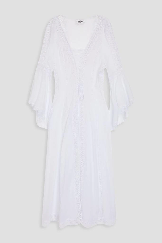 Charo Ruiz Ibiza Zia guipure lace-trimmed cotton-blend voile kaftan 1