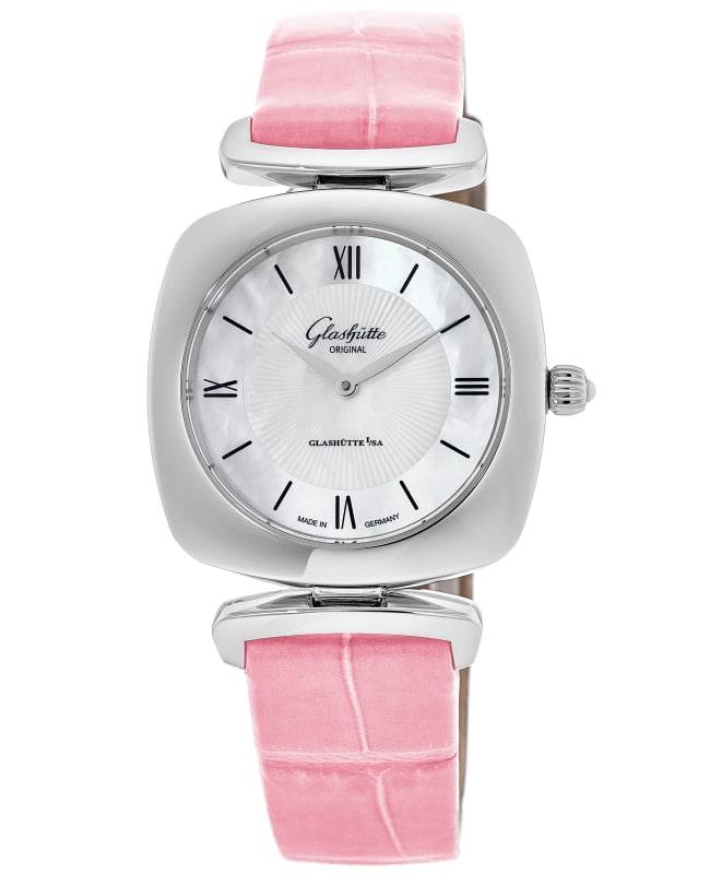Glashütte Original Glashutte Original Lady Collection Pavonina Mother of Pearl Dial Pink Leather Strap Women's Watch 1-03-02-05-02-31