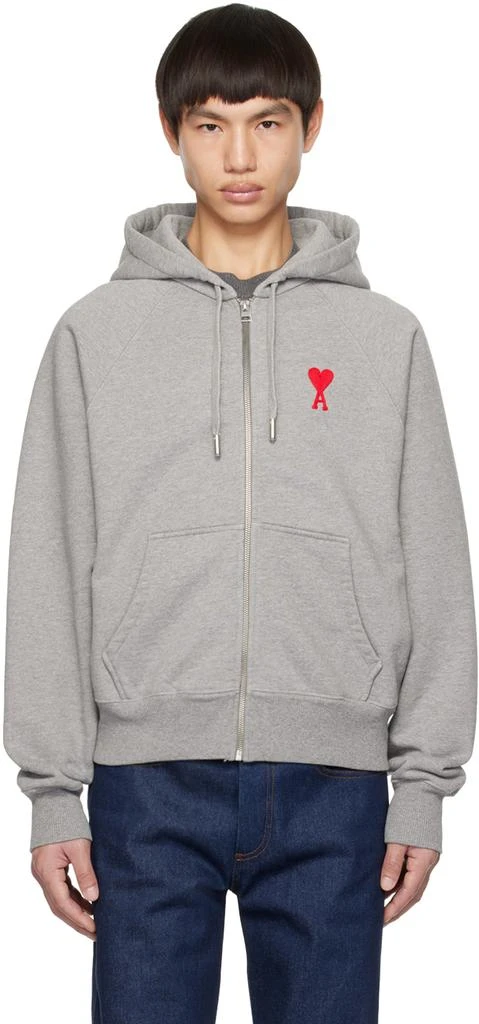 AMI Gray Ami de Coeur Hoodie 1