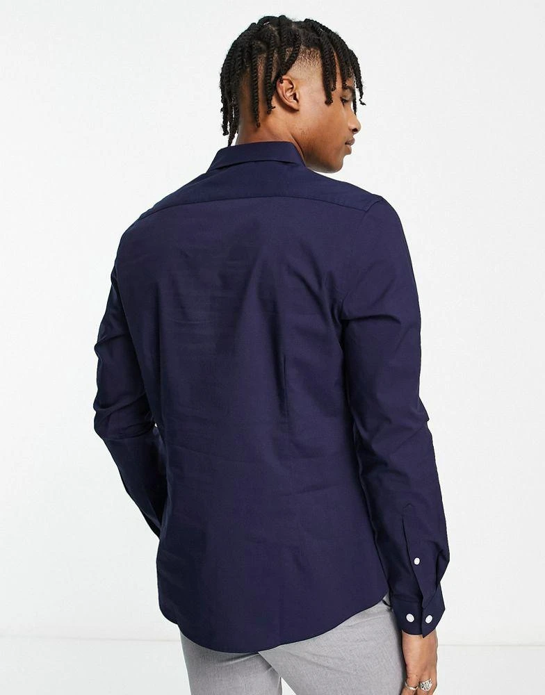 ASOS ASOS DESIGN stretch slim fit work shirt in navy 3
