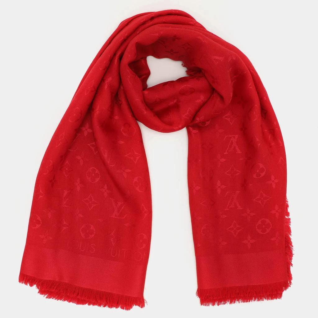 Louis Vuitton Louis Vuitton Red Monogram Silk and Wool Shawl 2