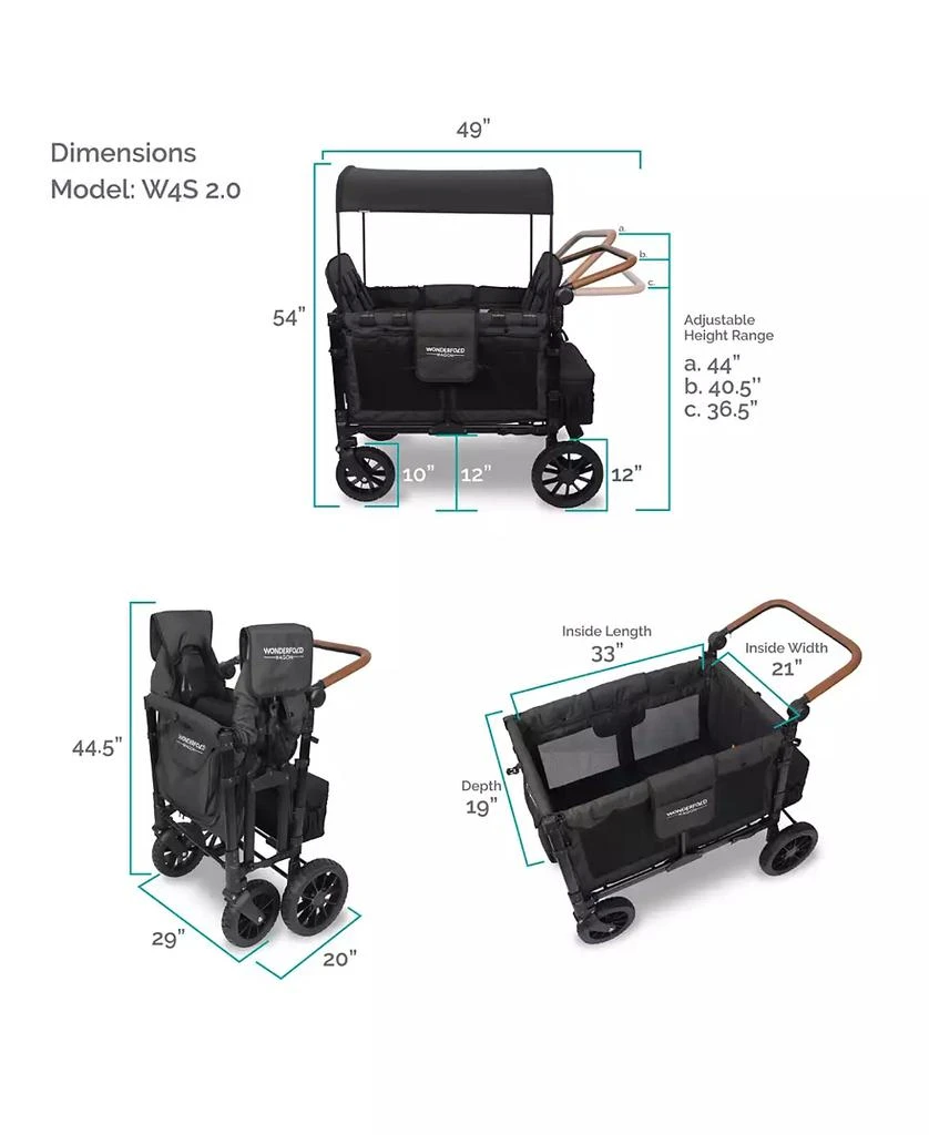 WonderFold Wagon W4 Luxe Quad Stroller Wagon 4-Seater 6