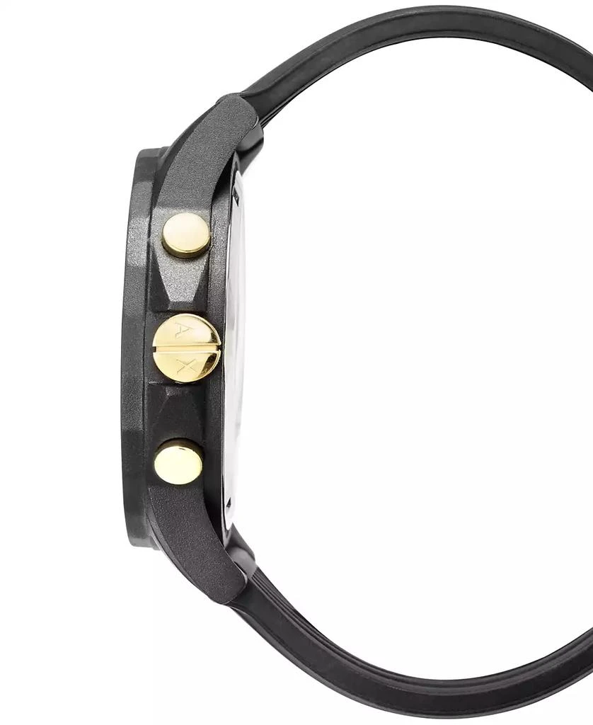 Armani Exchange Men's Chronograph  Black Silicone Strap Watch 45mm Gift Set 5
