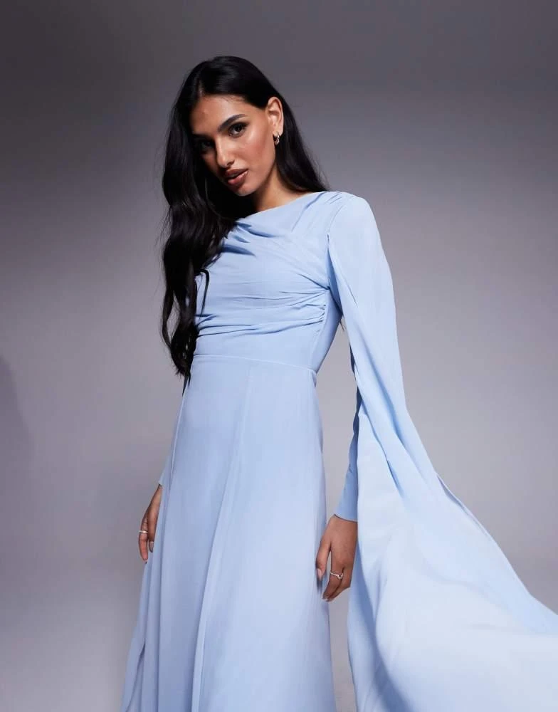 knee length dresses for ladies Lucile Bias V Neck Maxi Dress in Ice Blue – Significant Other main image 1
