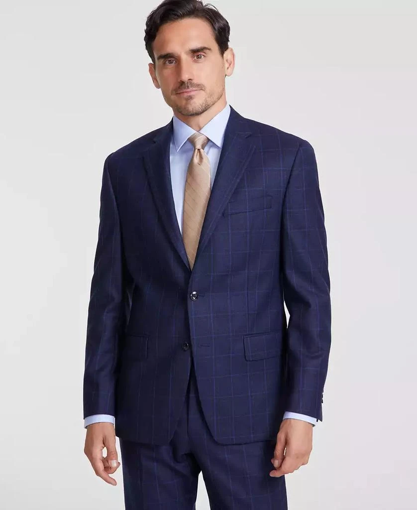 Michael Kors Men's Classic-Fit Wool-Blend Stretch Plaid Suit Separate Jacket 1