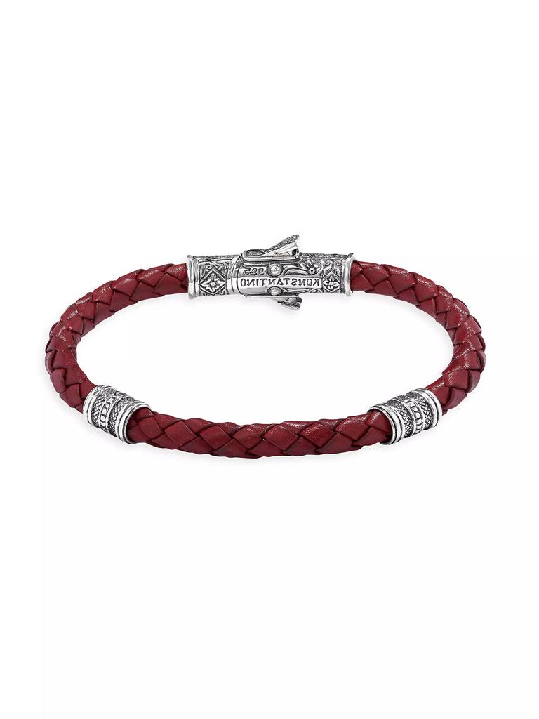Konstantino Perseus Sterling Silver & Braided Leather Bracelet