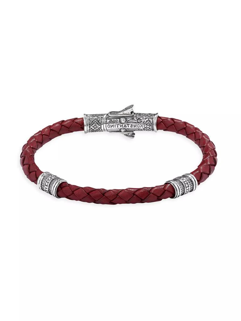 Konstantino Perseus Sterling Silver & Braided Leather Bracelet 1