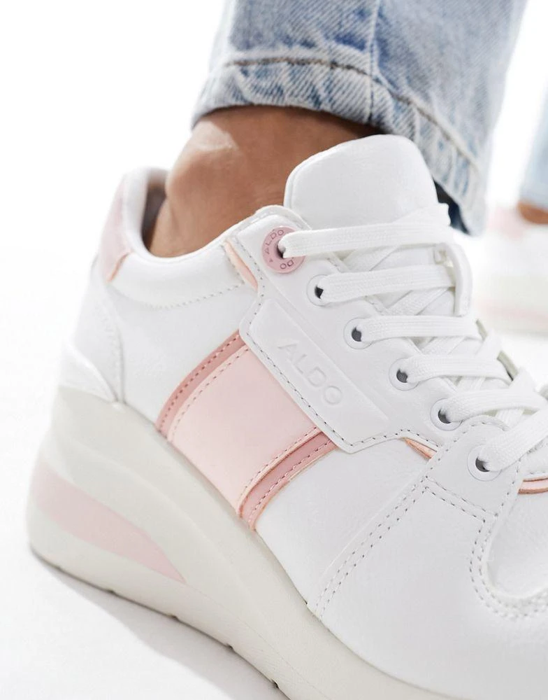 ALDO ALDO Abnerry wedge trainers in white and pink 3