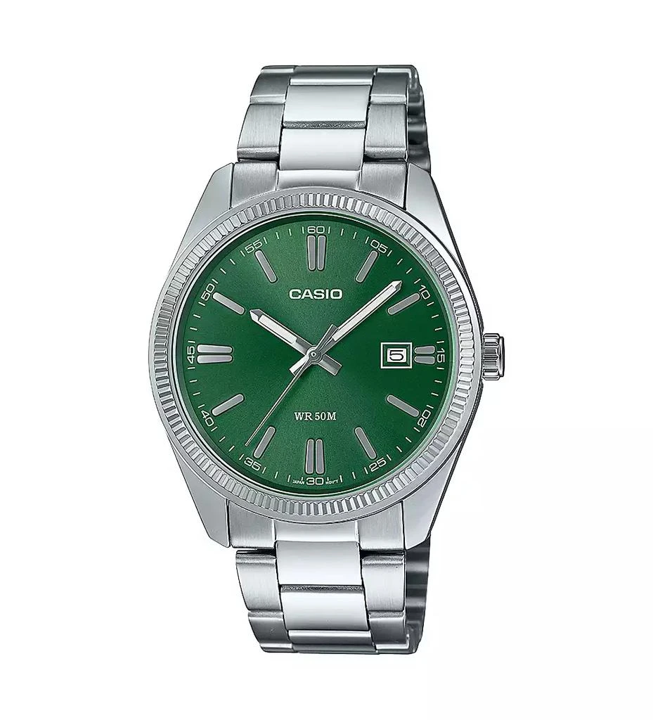 Casio Men's Three-Hand Quartz Silver-Tone Stainless Steel Watch 38.5mm 1