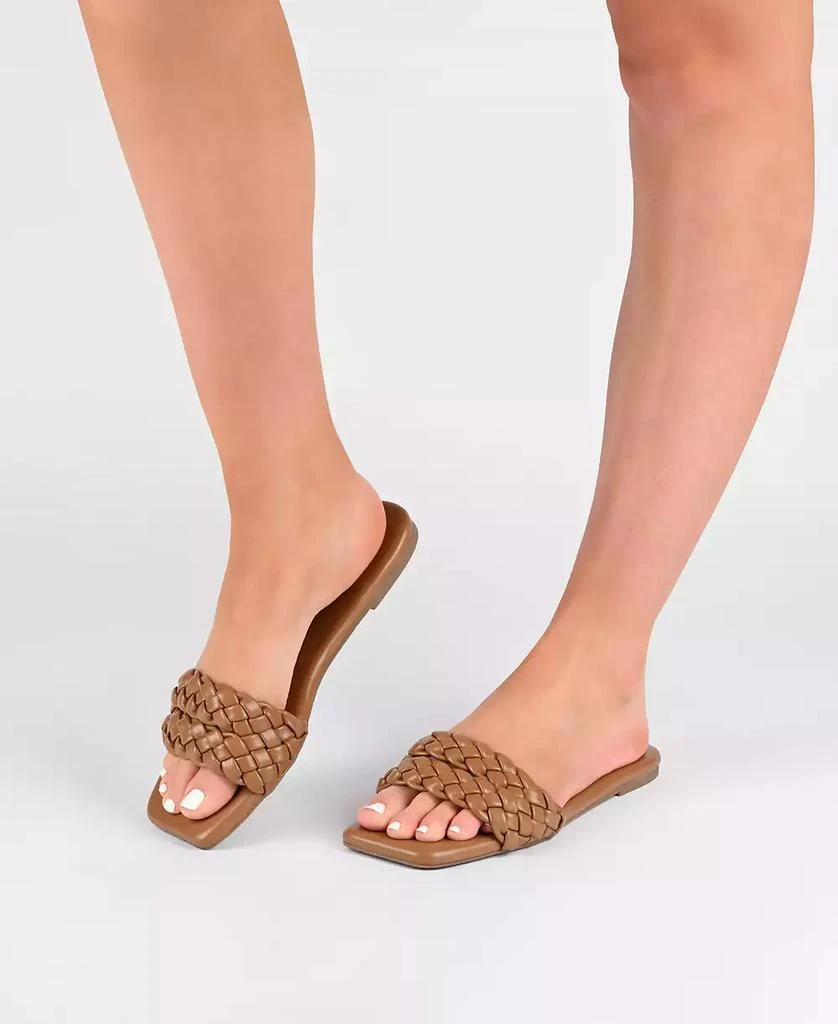 Journee Collection Women's Sawyerr Wide Width Braided Square Toe Sandals 6