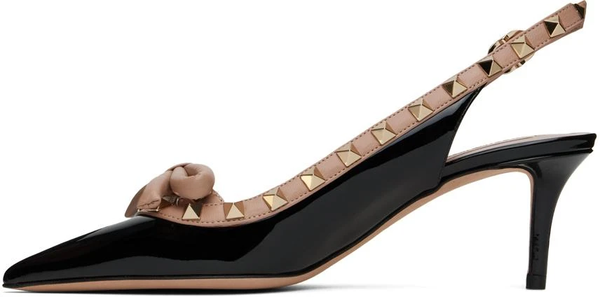 Valentino Black 
Pink Rockstud Bow Slingback Heels 3