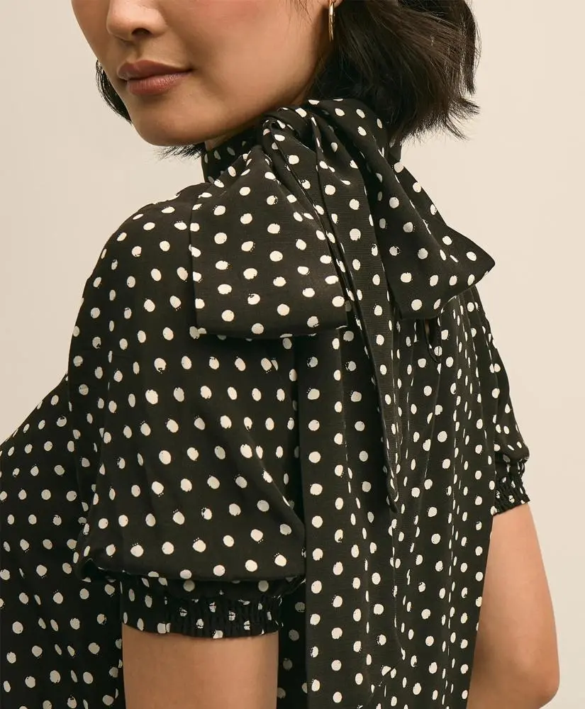 Brooks Brothers Dot-Print Tie-Neck Blouse 4