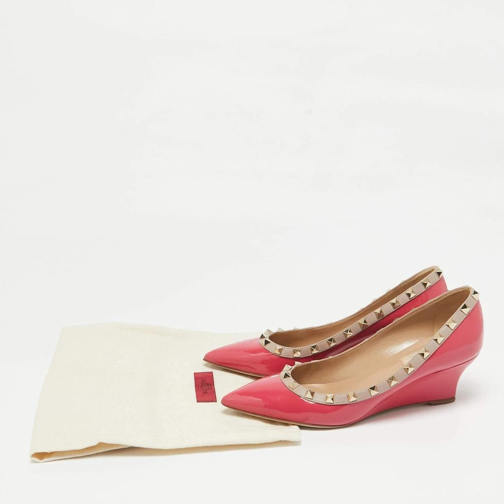 Valentino Valentino Red/Beige Patent and Leather Wedge Rockstud Pumps Size 38 9