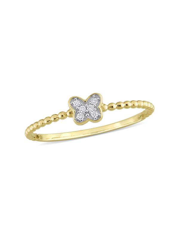 Sonatina 14K Yellow Gold 0.03 TCW Diamond Butterfly Ring