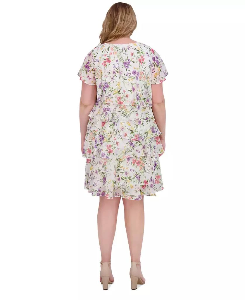 Jessica Howard Plus Size Chiffon Asymmetrical-Tiered Dress 2