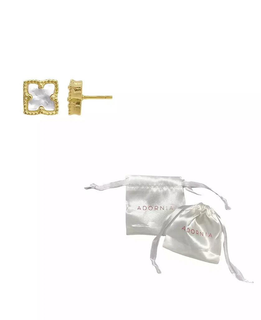 ADORNIA Mother of Imitation Pearl Gold-Tone Flower Stud Earrings 3