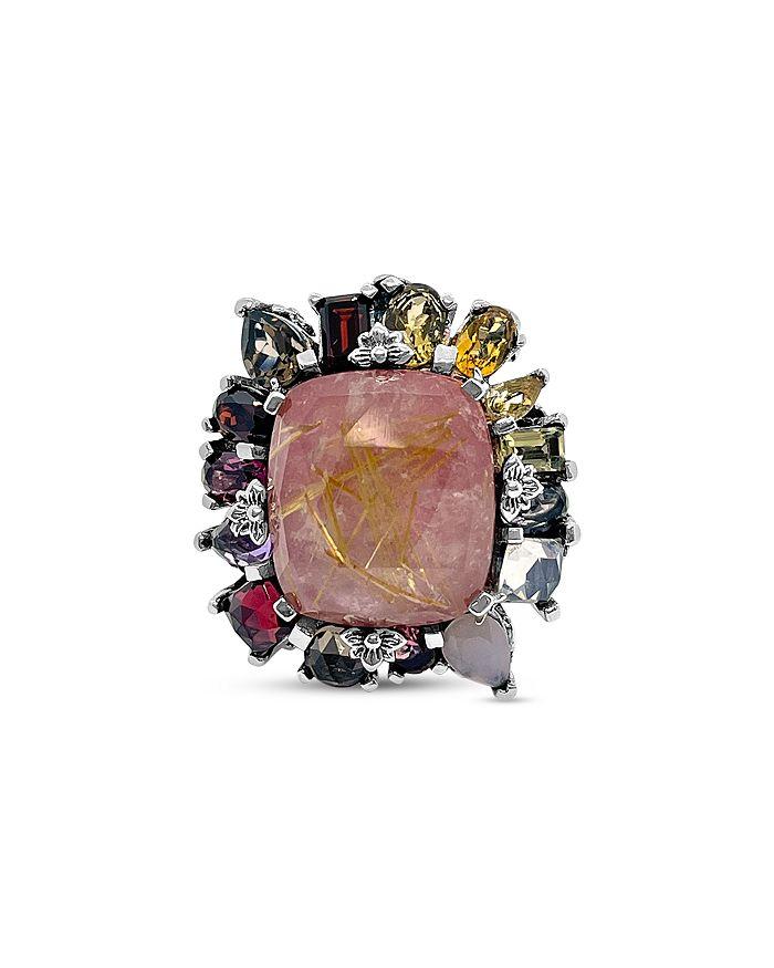 Stephen Dweck Sterling Silver Rockrageous Multi Gemstone Halo Statement Ring