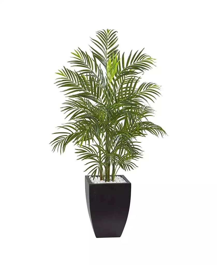 NEARLY NATURAL 4.5
 Areca Palm UV-Resistant Indoor/Outdoor Artificial Tree in Black-Washed Planter