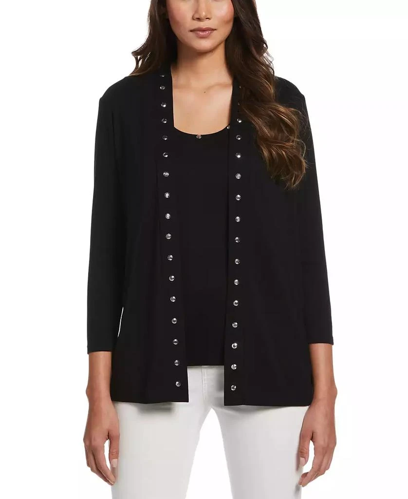 Rafaella Petite Rib Sleeveless Tank Crew Neck Top 3