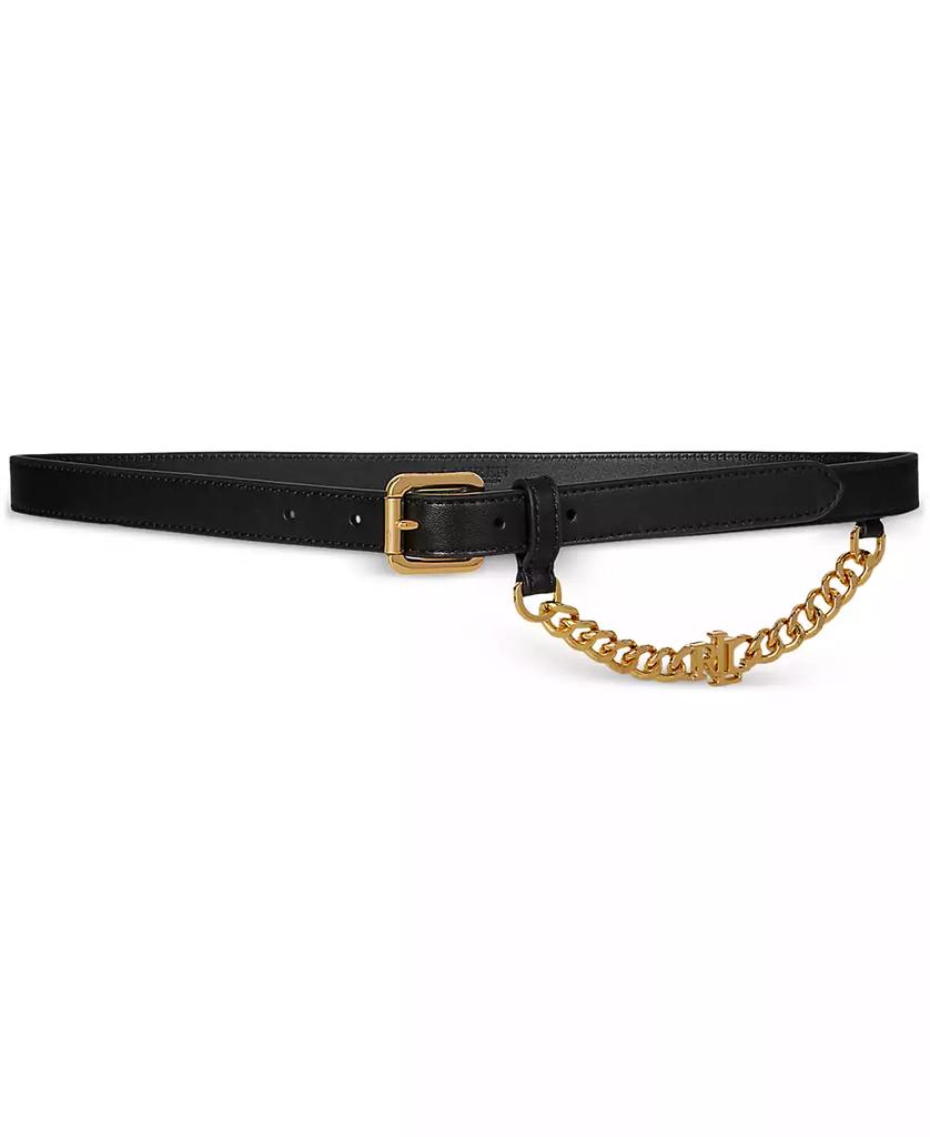 Ralph Lauren Logo-Chain Leather Skinny Belt