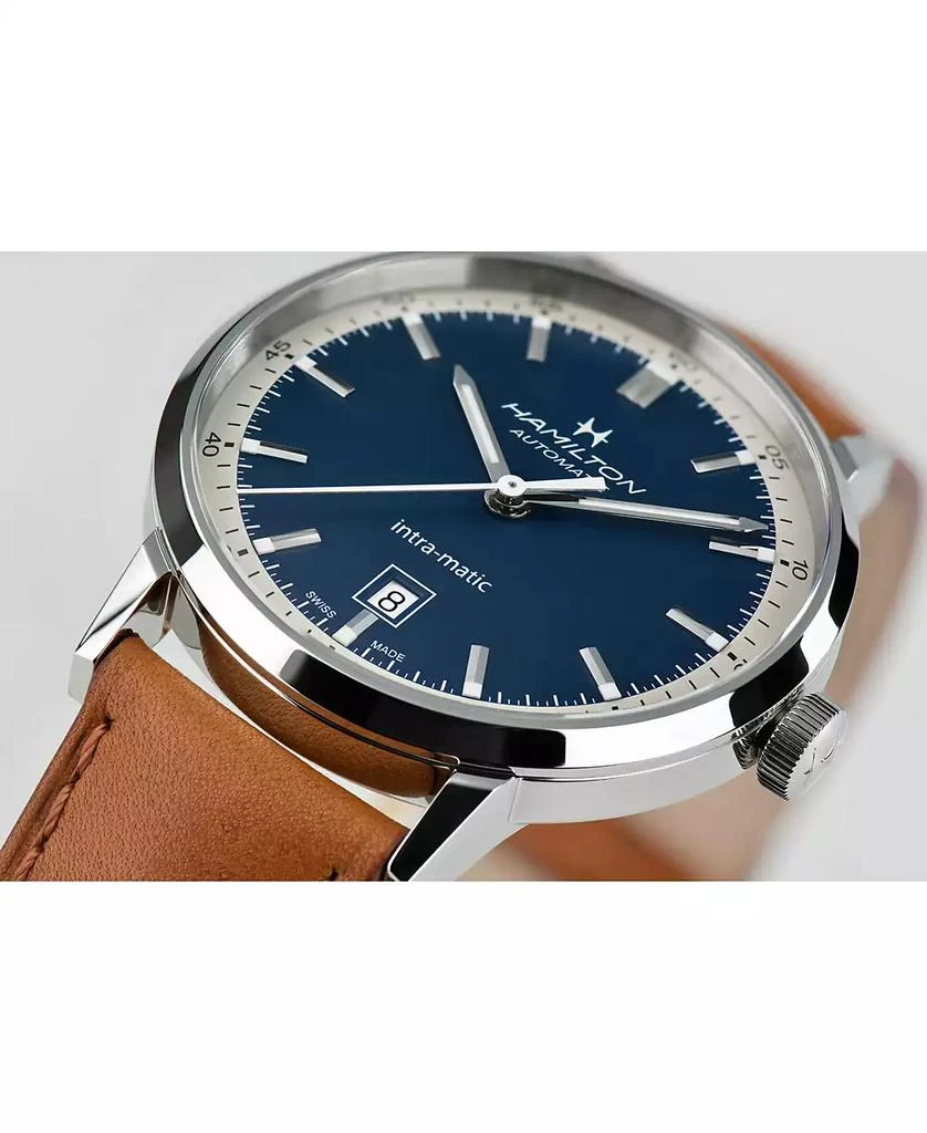 Hamilton Men's Swiss Automatic Intra-Matic Brown Leather Strap Watch 40mm 3
