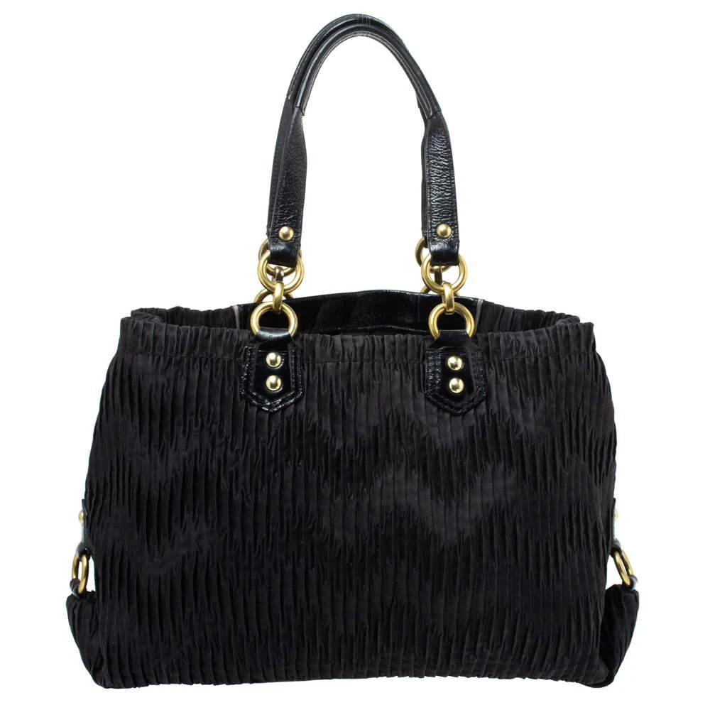Coach Coach Black Pleated Satin and Patent Leather Tote 4
