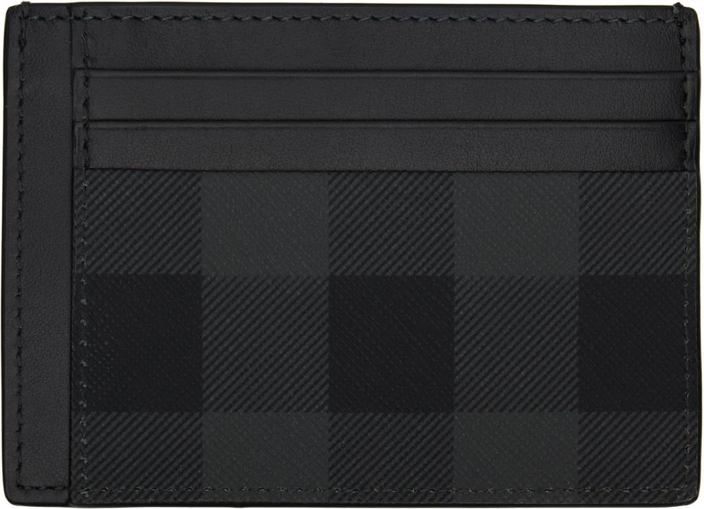 Burberry Gray Check Money Clip Card Holder