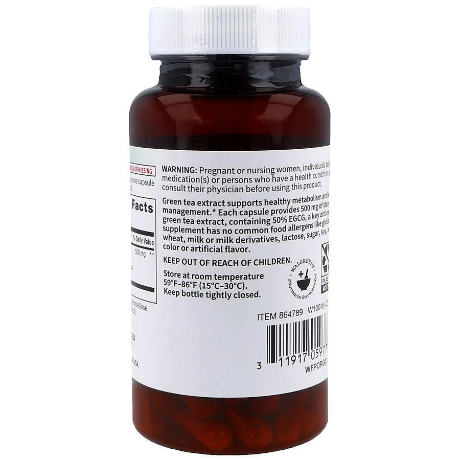 Walgreens Free & Pure Green Tea 500 mg Capsules 3