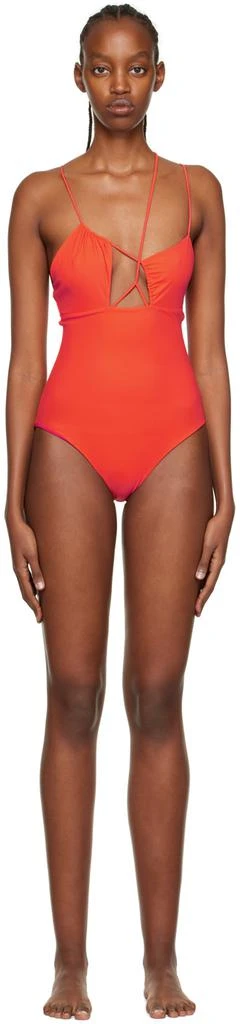 Nensi Dojaka SSSENSE Exclusive Orange Strappy One-Piece Swimsuit 1