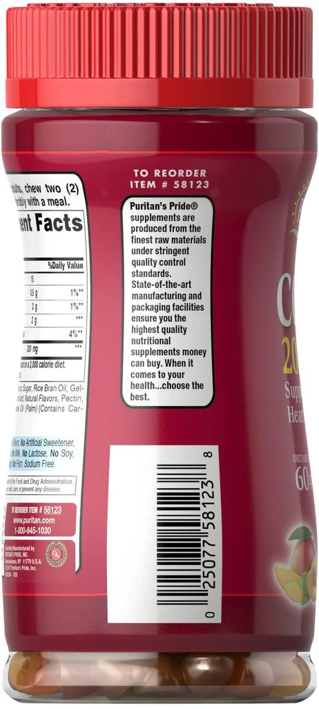 Puritan's Pride Co Q-10 200 mg Gummies Peach Mango Flavor 60 gummies 4
