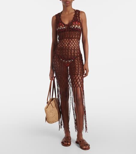 ANNA KOSTUROVA Fringed cotton minidress