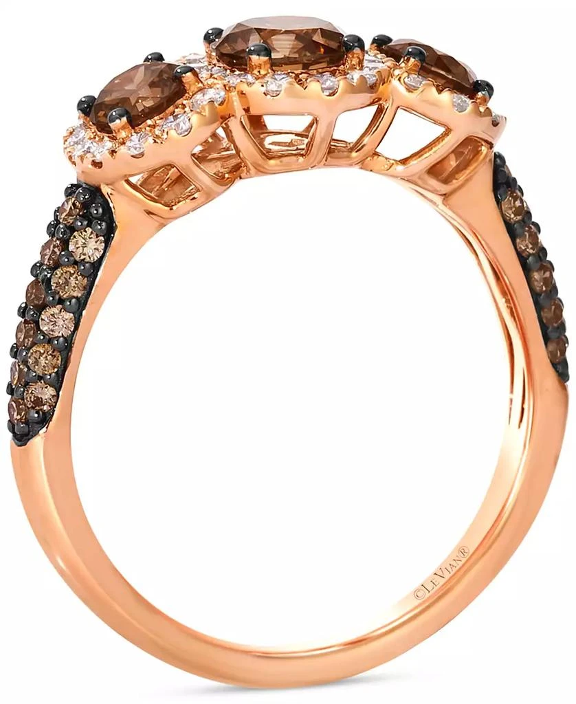 Le Vian Chocolatier® Chocolate Diamond 
Vanilla Diamond Three Stone Halo Ring (1-1/2 ct. t.w.) in 14k Rose Gold 2