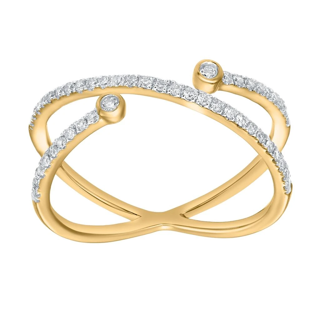 LuvMyJewelry Infinara 0.25 Cts Natural Diamond Crossover 14K Gold Ring