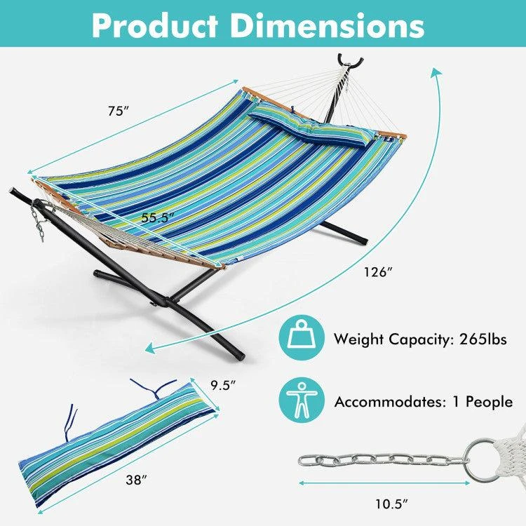 Hivvago Patio Hammock Foldable Portable Swing Chair Bed with Detachable Pillow 4