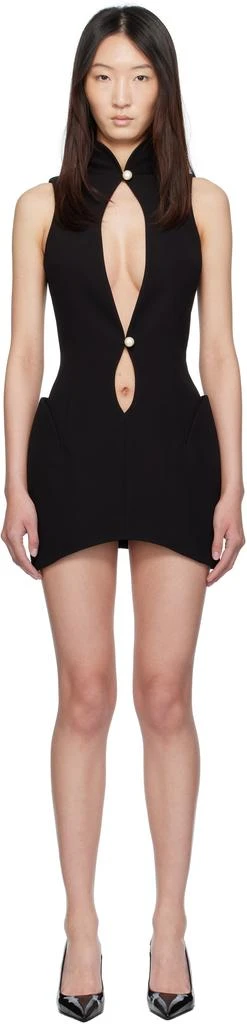 Mugler Black Open Neckline Tailored Minidress 1