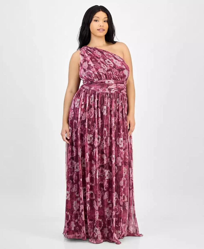 b darlin one shoulder dress B Darlin Juniors' One-Shoulder Draped Floor-Sweeping Gown