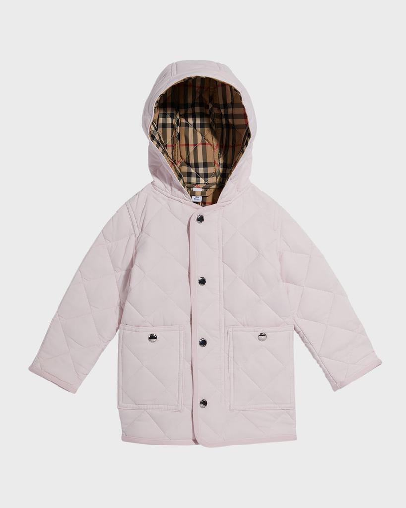 Burberry Girl's Reilly Hooded Quilted Coat, Size 6M-2