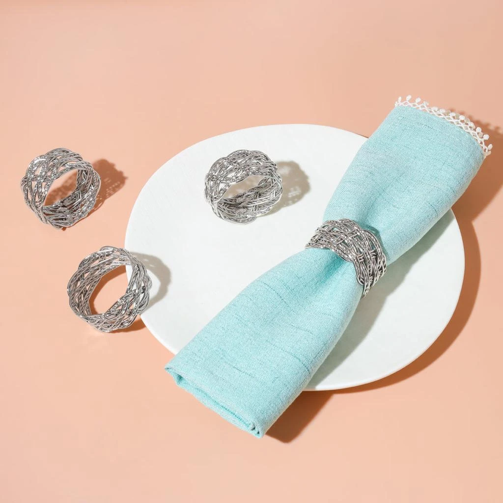 Tiramisu Platinum Weave Sculptural Napkin Rings (Set of 4) 2