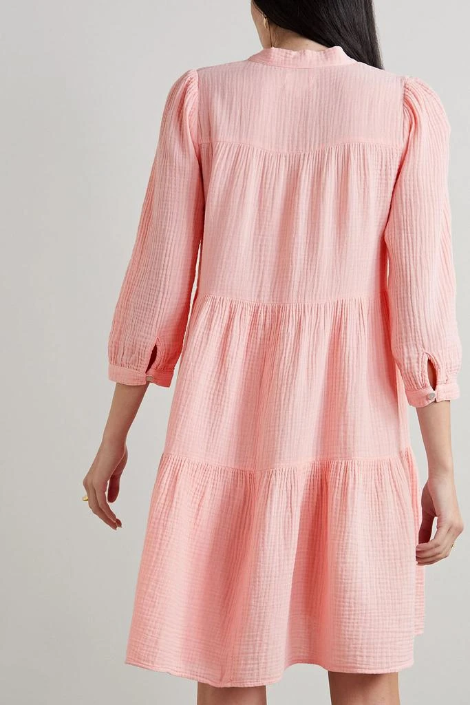 HONORINE Giselle bow-detailed tiered cotton-seersucker mini dress 3
