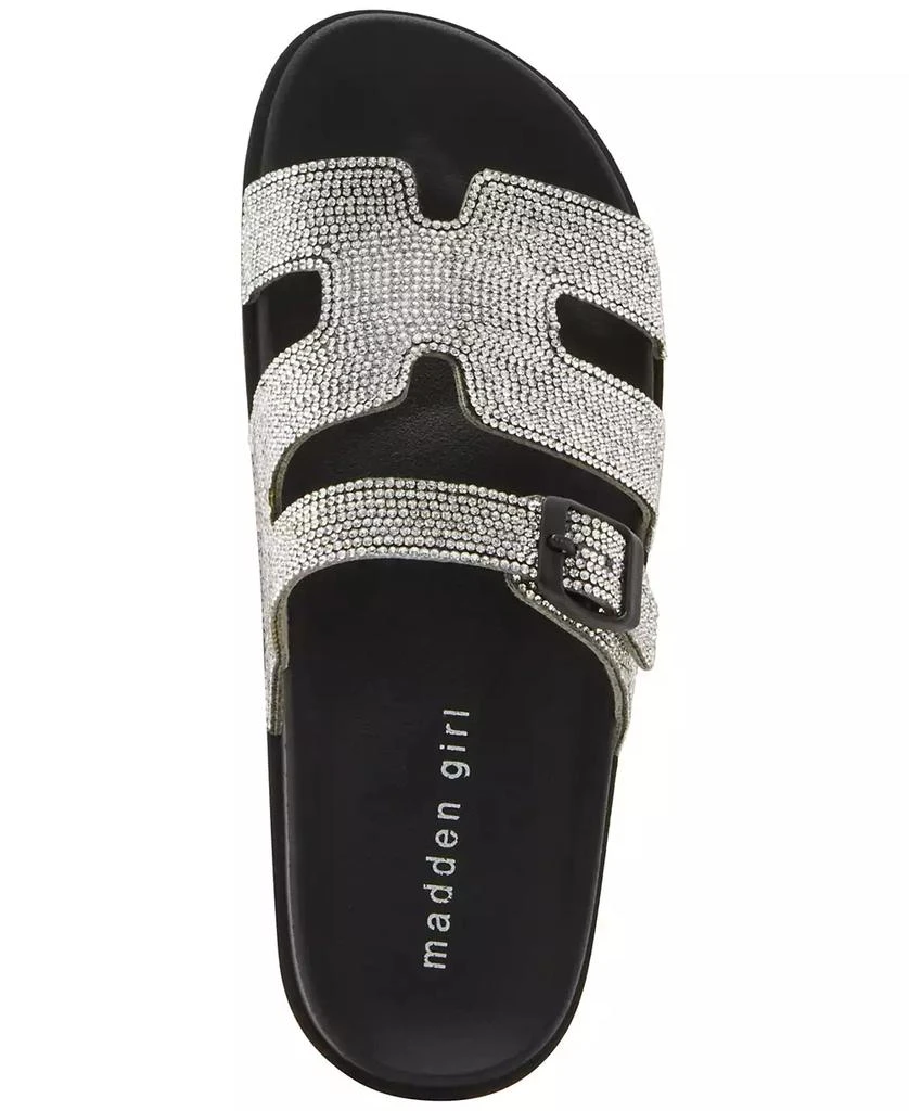 Madden Girl Women's Darling Rhinestone Embellished Footbed Slide Sandals 4