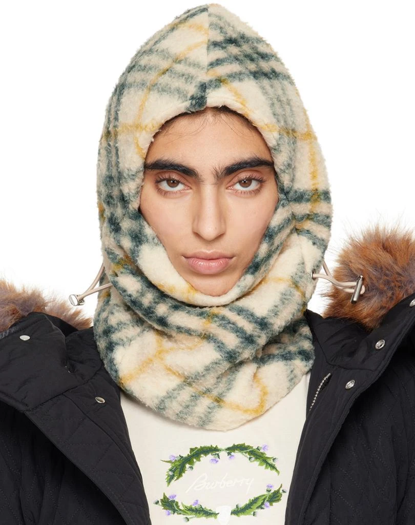 Burberry Beige & Green Check Fleece Balaclava 1
