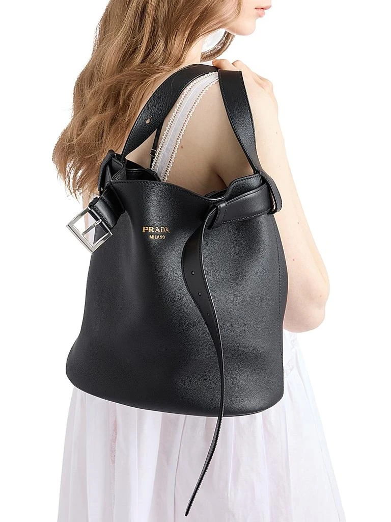 Prada Buckle Leather Bucket Bag with Belt 2