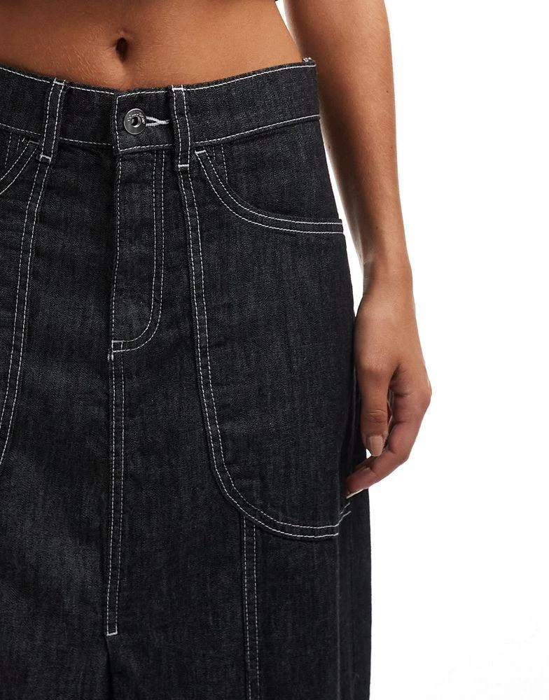 COLLUSION COLLUSION maxi skirt in lightweight denim with contrast stitch 5