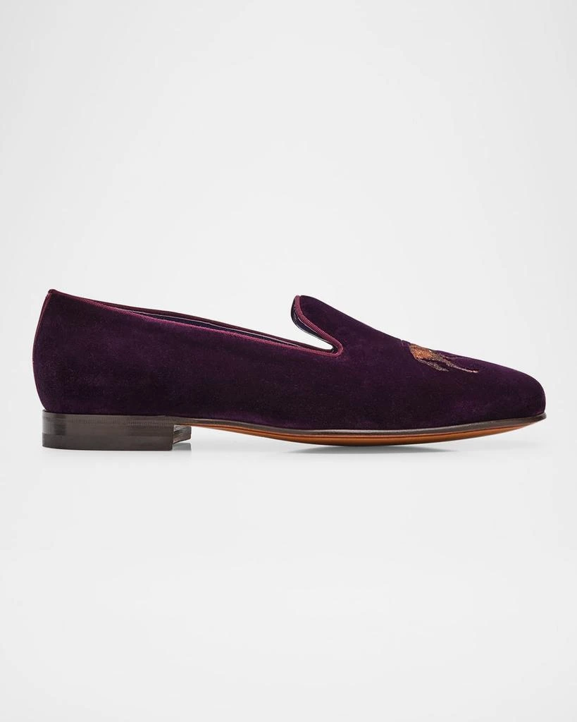 Ralph Lauren Men's Alonzo Embroidered Velvet Slippers 1