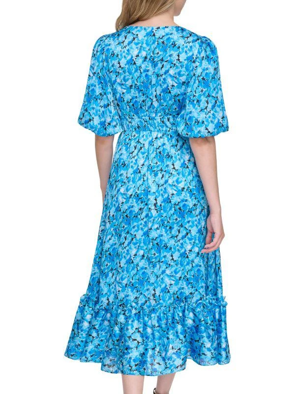 Kensie Puff Sleeve Floral Midi Dress 2