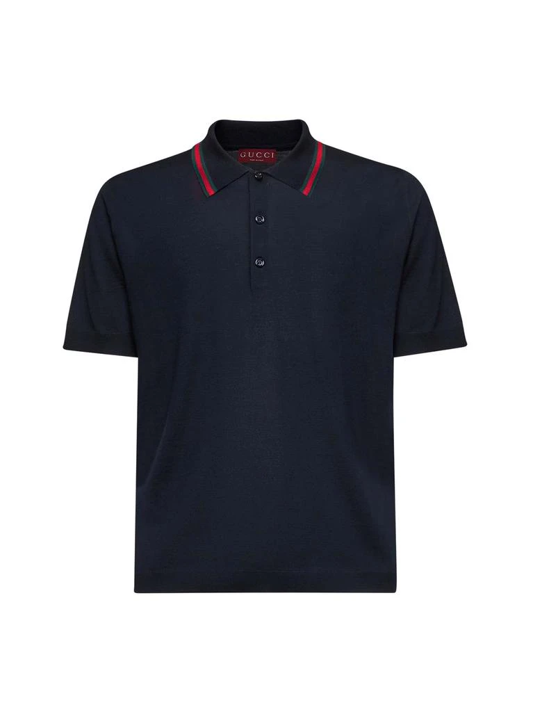 Gucci GUCCI | Blue knit Web polo shirt | Man | XXL 1
