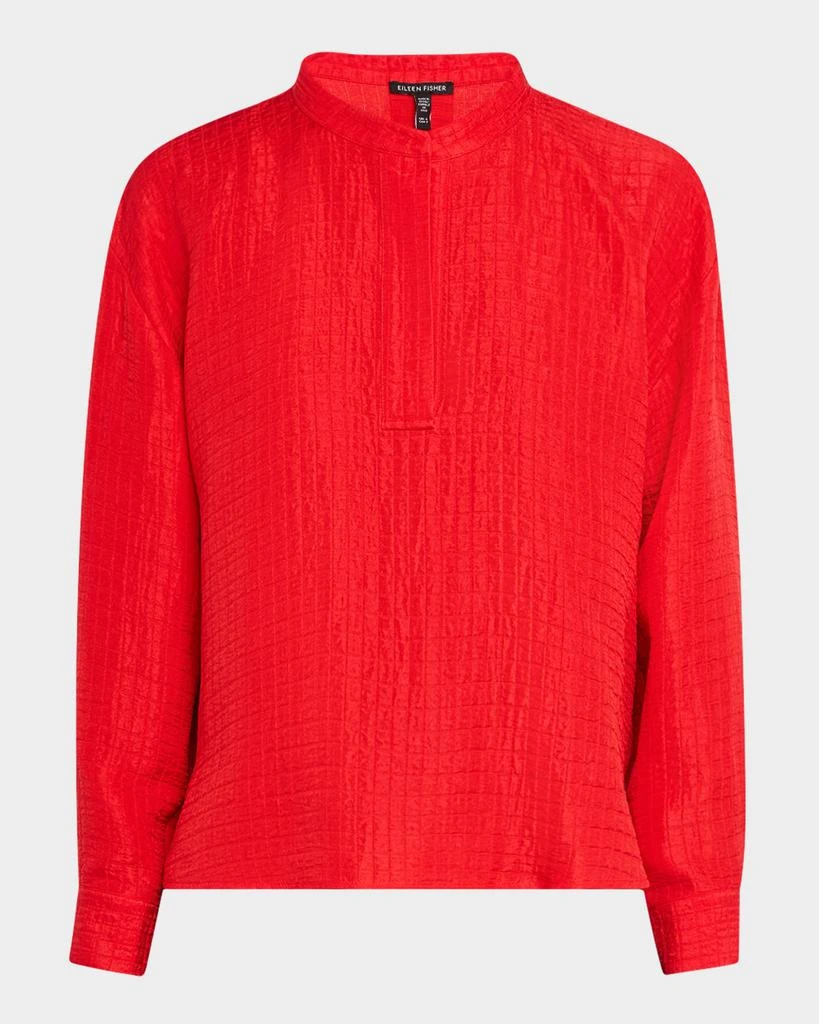 Eileen Fisher Textured Silk-Organic Linen Top 1